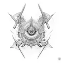 hindu trinity weapon combination tattoo design idea