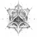 hindu trinity weapon combination tattoo design idea