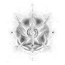 trishul, sudarshan chakra, brahmastra combination  tattoo design idea