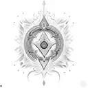 trishul, sudarshan chakra, brahmastra combination  tattoo design idea