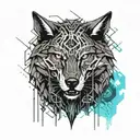angry Wolf head with broken chains on the neck tattoo design idea
