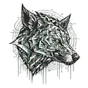 angry Wolf head with broken chains on the neck tattoo design idea