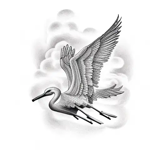 flying crane in scandinavian mythology tattoo design idea