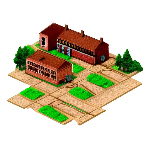 Bricks and train rails tattoo design idea