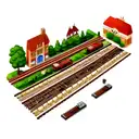 Bricks and train rails tattoo design idea