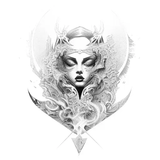 mulher nua sexy meio anjo  tattoo design idea