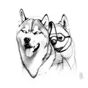 son and dad husky tattoo design idea