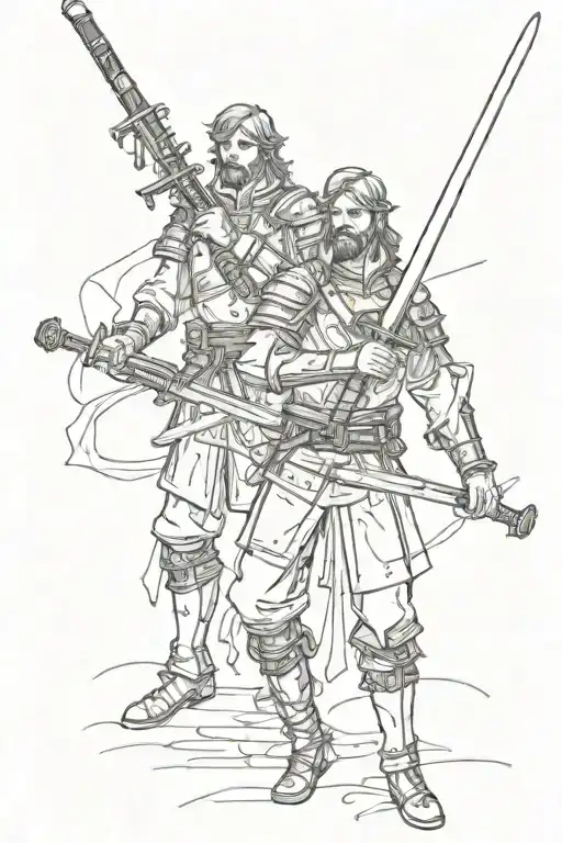 clarinet and longsword tattoo design idea