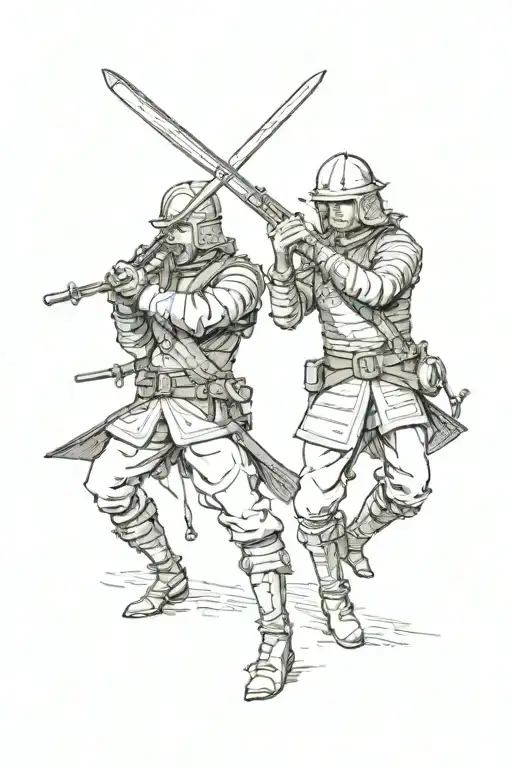 clarinet and longsword crossing each other  tattoo design idea