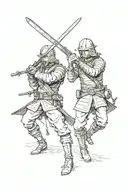 clarinet and longsword crossing each other  tattoo design idea