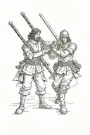 clarinet and longsword crossing each other  tattoo design idea