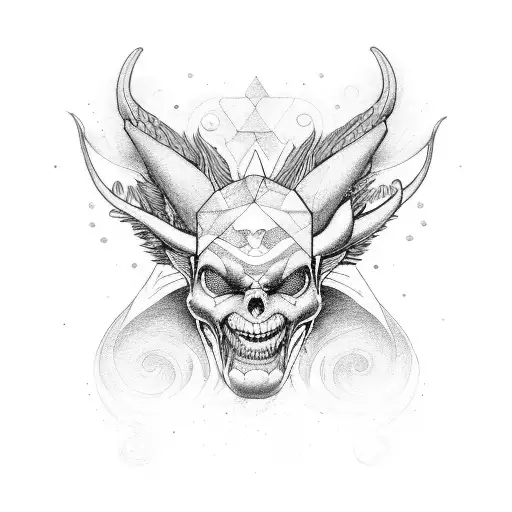 scales, but on one end there are devils and on the other side are angels tattoo design idea