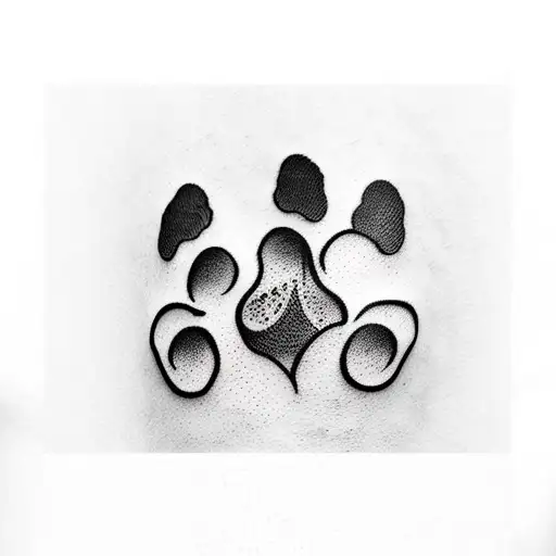 heart rate dog paw tattoo design idea