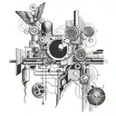 An abstract design incorporating elements from Tori Amos' album covers in a cohesive composition tattoo design idea