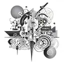 An abstract design incorporating elements from Tori Amos' album covers in a cohesive composition tattoo design idea