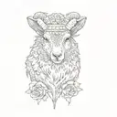 the head of a lamb with the head of a dead evil wolf on top of it. low fill and high quality shadows  tattoo design idea