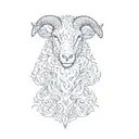 the head of a lamb with the head of a dead evil wolf on top of it. low fill and high quality shadows  tattoo design idea