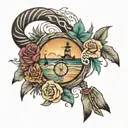 onwards and upwards, beach, heal, live life tattoo design idea