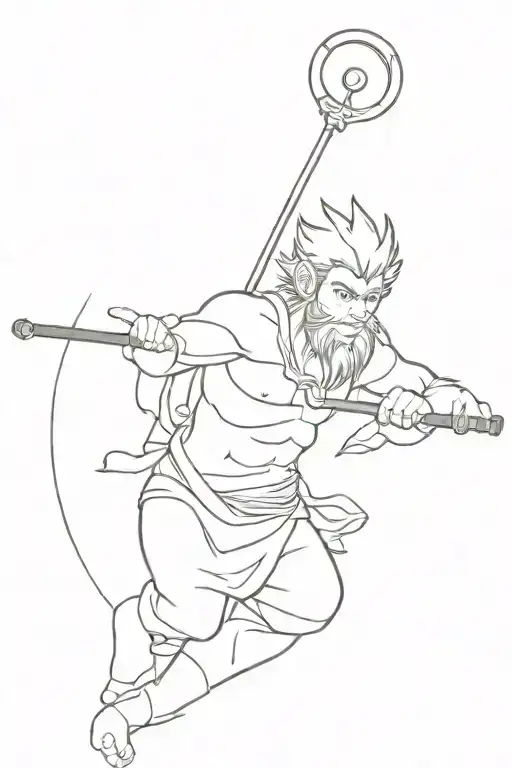 Sun Wukong Staff and Circlet tattoo design idea