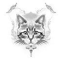 cat on bicycle tattoo design idea