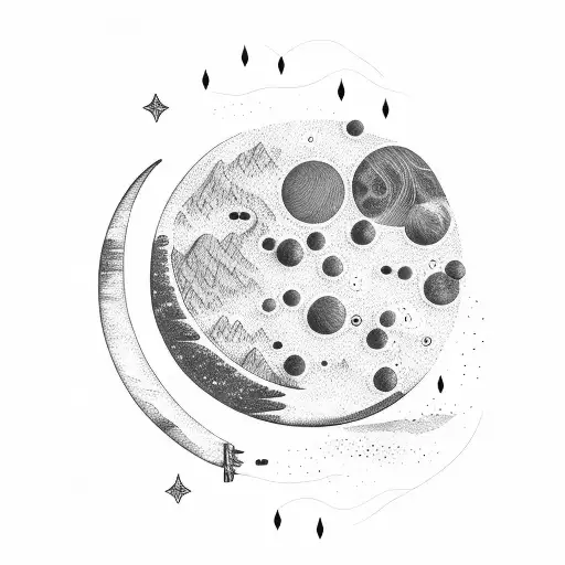 moon and glowing river tattoo design idea