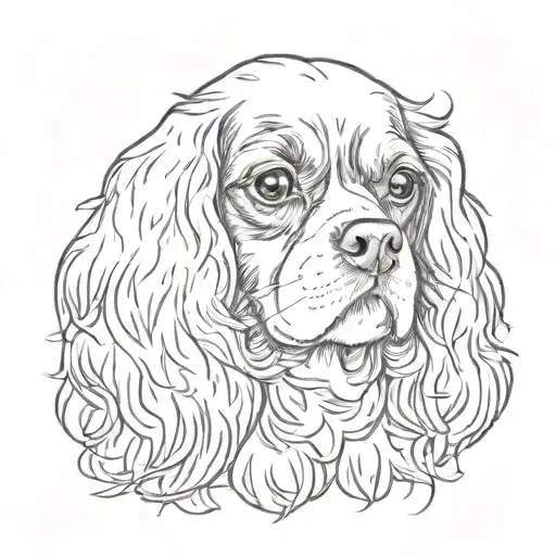 cavalier king charles spaniel with owner tattoo design idea