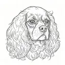 cavalier king charles spaniel with owner tattoo design idea