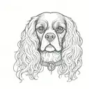 cavalier king charles spaniel with owner tattoo design idea