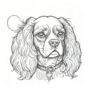 cavalier king charles spaniel with owner tattoo design idea