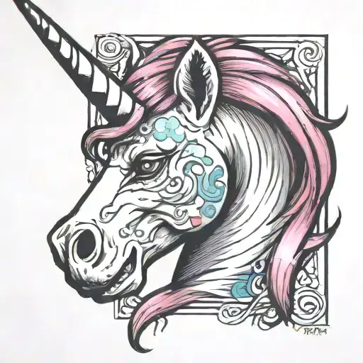 unicorn, chucky tattoo design idea