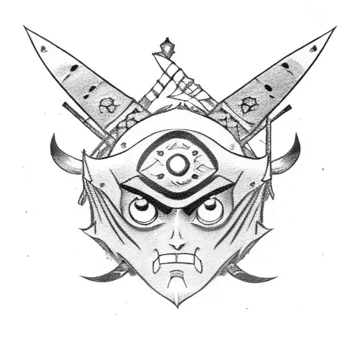zoro with 3 swords tattoo design idea