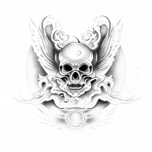 Heaven and Hell with shadow of Man tattoo design idea