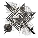 Short sleeve, forearm tattoo. Geometry and abstraction, black. Lines  tattoo design idea