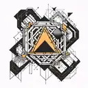 Short sleeve, forearm tattoo. Geometry and abstraction, black. Lines  tattoo design idea