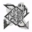 Short sleeve, forearm tattoo. Geometry and abstraction, black. Lines  tattoo design idea