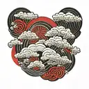 japanese clouds red and   tattoo design idea