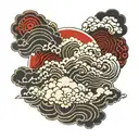 japanese clouds red and   tattoo design idea