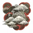 japanese clouds red and   tattoo design idea