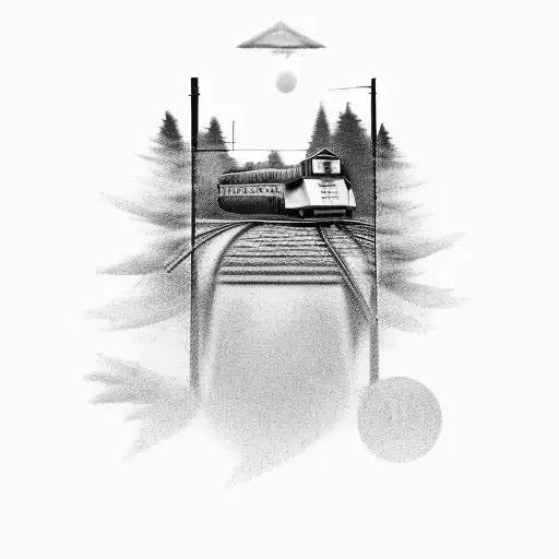 old train tattoo design idea