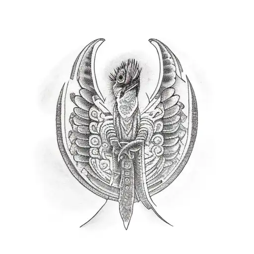 Quetzalcoalt with mayan calendar tattoo design idea
