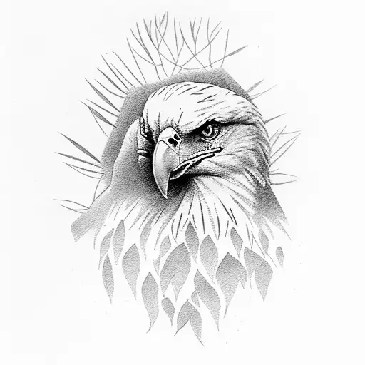 bald eagle holding an olive branch tattoo design idea