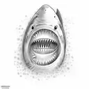 realist shark with sharp tooth with a sacarstoc smile tattoo design idea