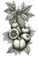 fruit and vegetables native tattoo design idea