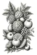 fruit and vegetables native tattoo design idea