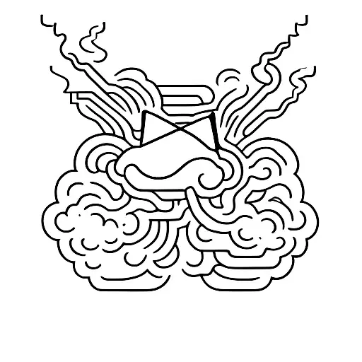 A minimalist tattoo of a sleek and futuristic electric car surrounded by a swirling cloud of smoke, inspired by your love for cars and mota. tattoo design idea