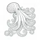Minimalist tattoo of a delicate and sweet octopus, make him beuty, medium size, fine, delicate and feminine strokes tattoo design idea