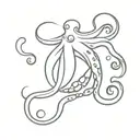 Minimalist tattoo of a delicate and sweet octopus, make him beuty, medium size, fine, delicate and feminine strokes tattoo design idea