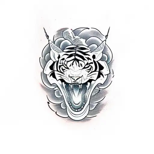 snake and tiger tattoo design idea