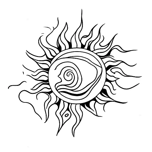 sun and wave tattoo design idea