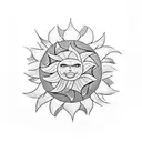 sun and wave tattoo design idea